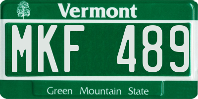 VT license plate MKF489