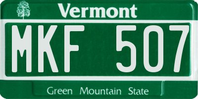 VT license plate MKF507