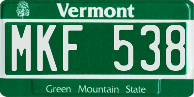 VT license plate MKF538
