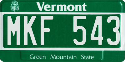 VT license plate MKF543