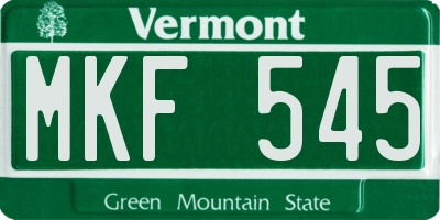 VT license plate MKF545