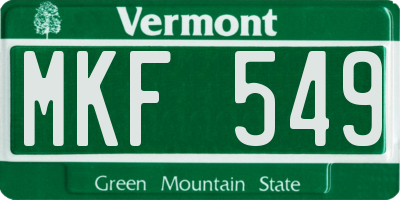 VT license plate MKF549