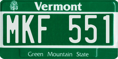 VT license plate MKF551