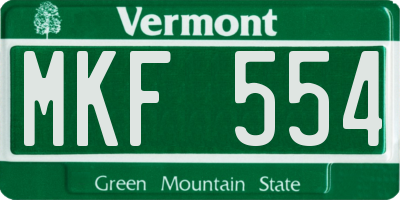 VT license plate MKF554