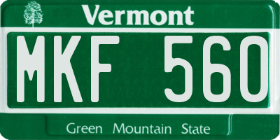 VT license plate MKF560