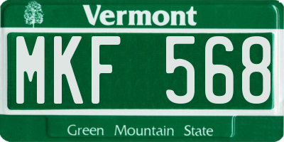 VT license plate MKF568