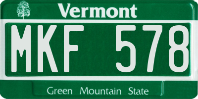 VT license plate MKF578