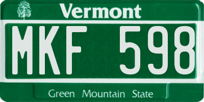 VT license plate MKF598