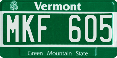 VT license plate MKF605