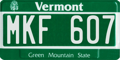 VT license plate MKF607