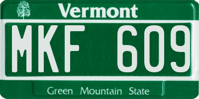 VT license plate MKF609