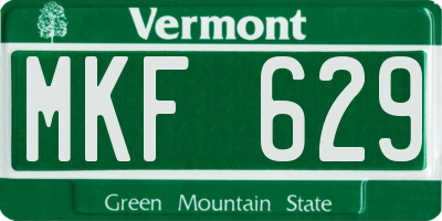 VT license plate MKF629