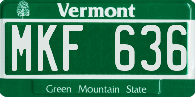 VT license plate MKF636
