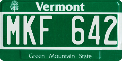 VT license plate MKF642