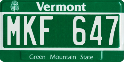 VT license plate MKF647