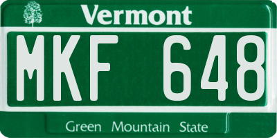 VT license plate MKF648