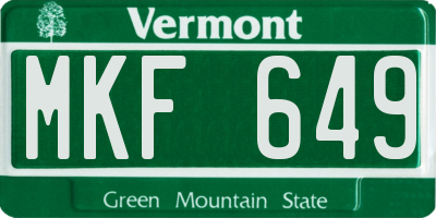 VT license plate MKF649