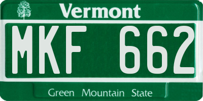 VT license plate MKF662