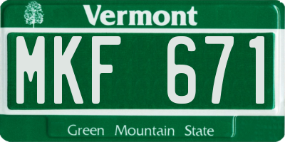 VT license plate MKF671