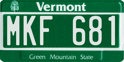 VT license plate MKF681