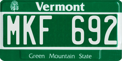 VT license plate MKF692
