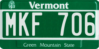 VT license plate MKF706