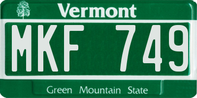 VT license plate MKF749