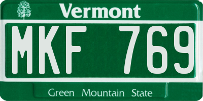 VT license plate MKF769