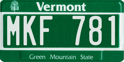 VT license plate MKF781