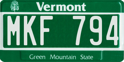 VT license plate MKF794