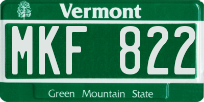 VT license plate MKF822
