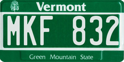 VT license plate MKF832