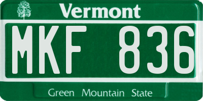 VT license plate MKF836