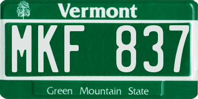 VT license plate MKF837