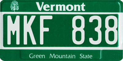 VT license plate MKF838