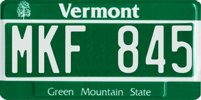 VT license plate MKF845