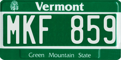 VT license plate MKF859