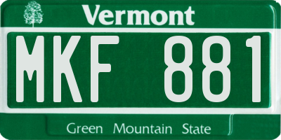 VT license plate MKF881