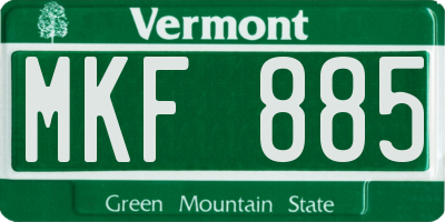 VT license plate MKF885