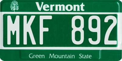 VT license plate MKF892