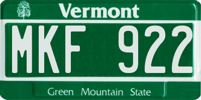 VT license plate MKF922