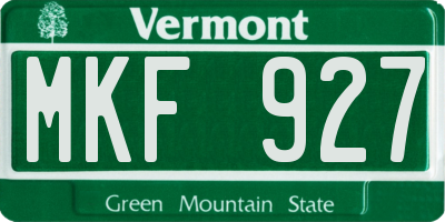 VT license plate MKF927