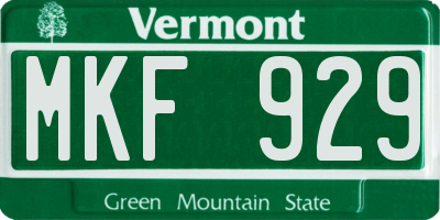 VT license plate MKF929