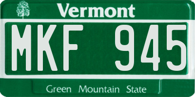 VT license plate MKF945