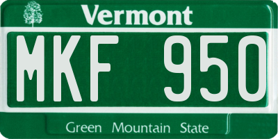 VT license plate MKF950
