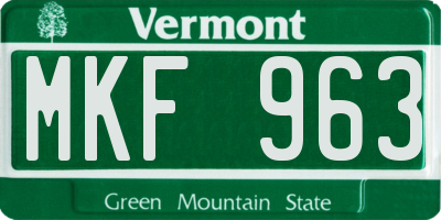 VT license plate MKF963