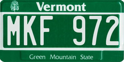 VT license plate MKF972