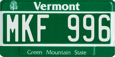 VT license plate MKF996