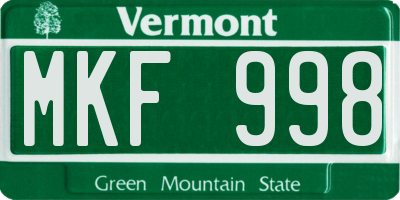 VT license plate MKF998