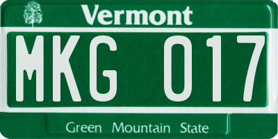 VT license plate MKG017